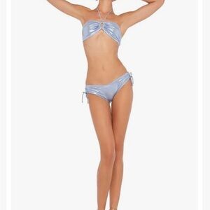 NORMA KAMALI MISTY Blue swimsuit. String bikini top, Jason bottoms XS